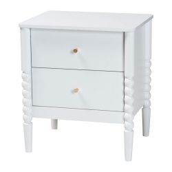 Baxton Studio Lucera Mid-Century White 2-Drawer Bobbin Nightstand
